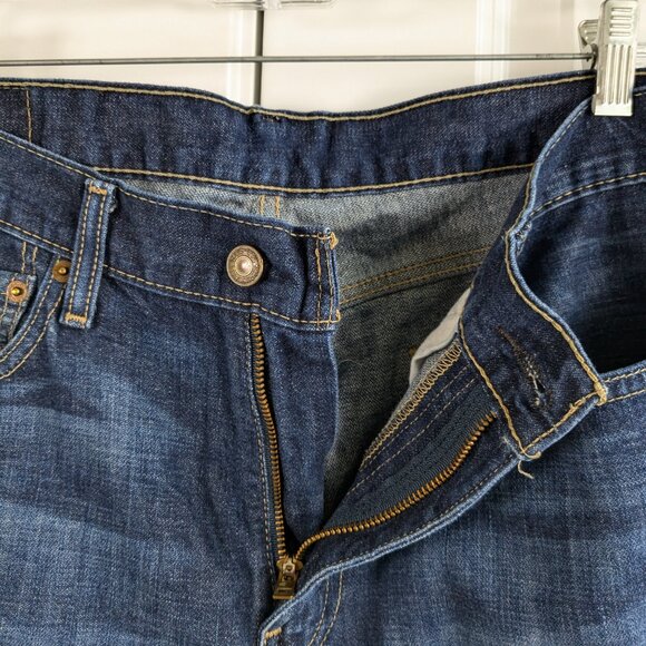 Levis 513 Jeans Men W34 L30 Blue Dark Wash Straight Leg Whiskering Actual W36L30 - Picture 3 of 9